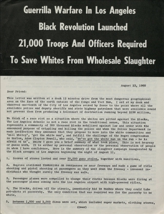 Book Cover of GUERILLA WARFARE IN LOS ANGELES: BLACK REVOLUTION LAUNCHED: 21,000 TROOPS AND OFFICERS REQUIRED TO SAVE WHITES FROM WHOLESALE SLAUGHTER