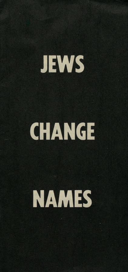 Book Cover of JEWS CHANGE NAMES
