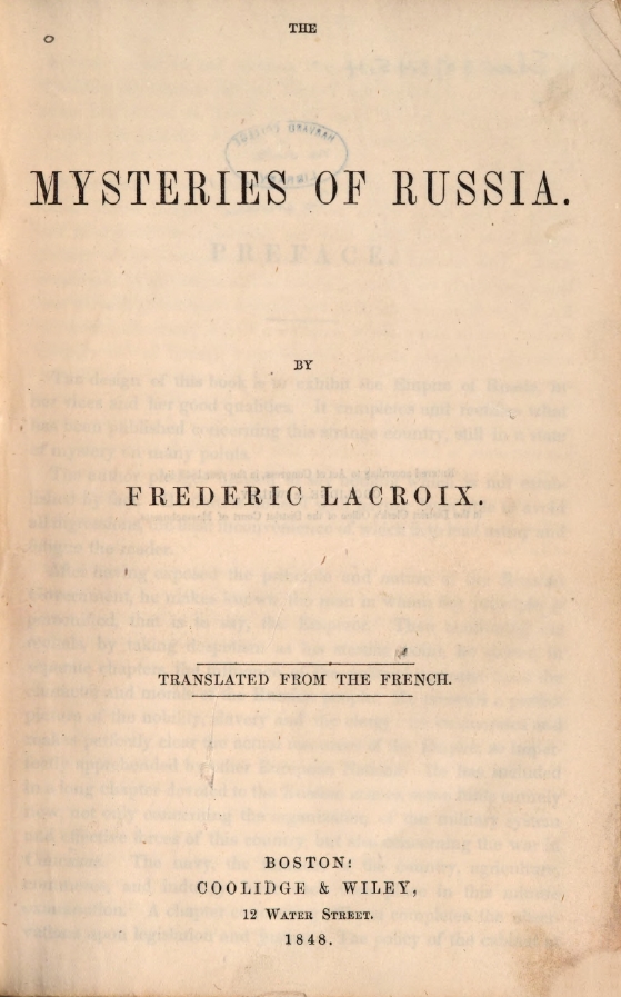 Book Cover of THE MYSTERIES OF RUSSIA