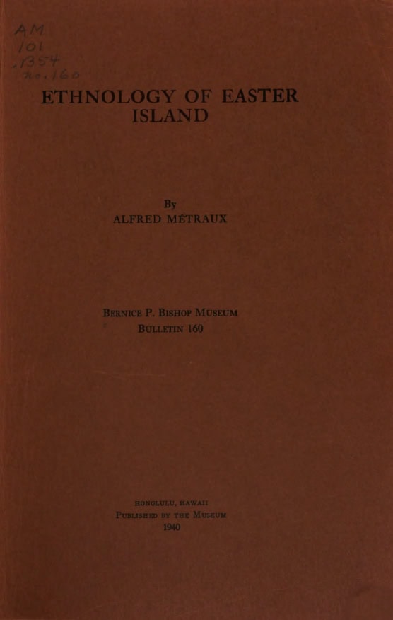 Book Cover of ETHNOLOGY OF EASTER ISLAND