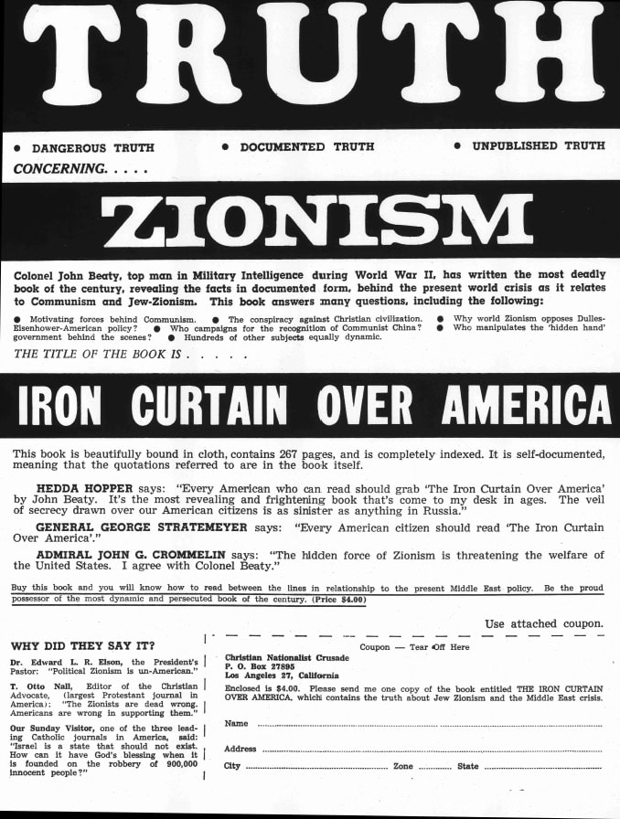Book Cover of DOCUMENTED TRUTH… UNPUBLISHED TRUTH… DANGEROUS TRUTH CONCERNING… ZIONISM, IRON CURTAIN OVER AMERICA
