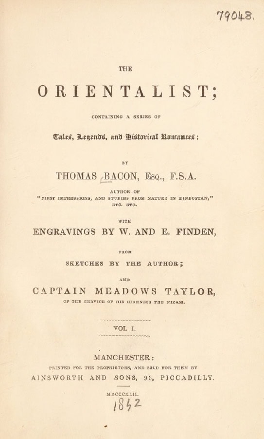 Book Cover of THE ORIENTALIST; CONTAINING A SERIES OF TALES, LEGENDS, AND HISTORICAL ROMANCES