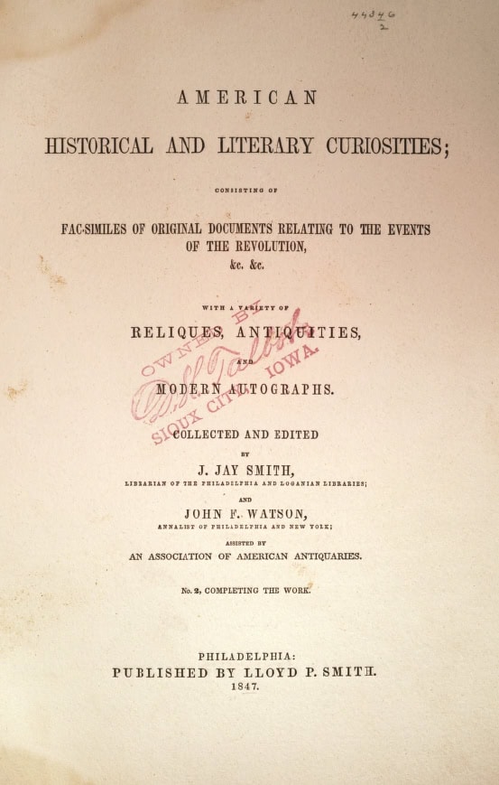 Book Cover of AMERICAN HISTORICAL AND LITERARY CURIOSITIES; CONSISTING OF FAC-SIMILES OF ORIGINAL DOCUMENTS RELATING TO THE EVENTS OF THE REVOLUTION
