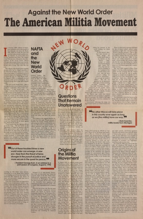 Book Cover of AGAINST THE NEW WORLD ORDER: THE AMERICAN MILITIA MOVEMENT