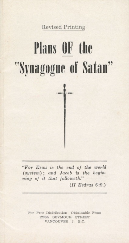 Book Cover of PLANS OF THE “SYNAGOGUE OF SATAN”