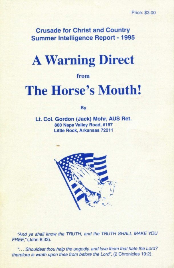 Book Cover of A WARNING DIRECT FROM THE HORSE’S MOUTH