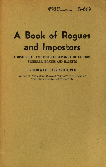 Book Cover of A BOOK OF ROGUES AND IMPORTORS: A HISTORICAL AND CRITICAL SUMMARY OF LEGENDS, SWINDLES, HOAXES AND RACKETS