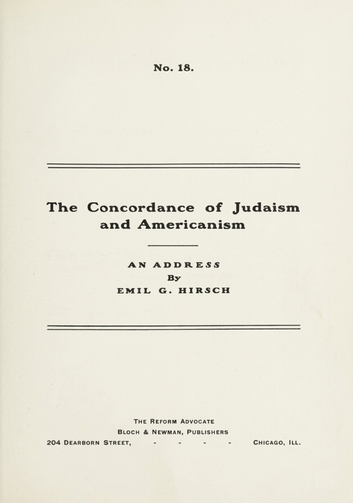 Book Cover of THE CONCORDANCE OF JUDAISM AND AMERICANISM