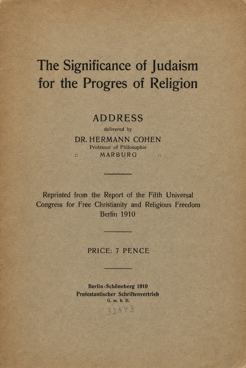 Book Cover of THE SIGNIFICANCE OF JUDAISM FOR THE PROGRESS OF RELIGION