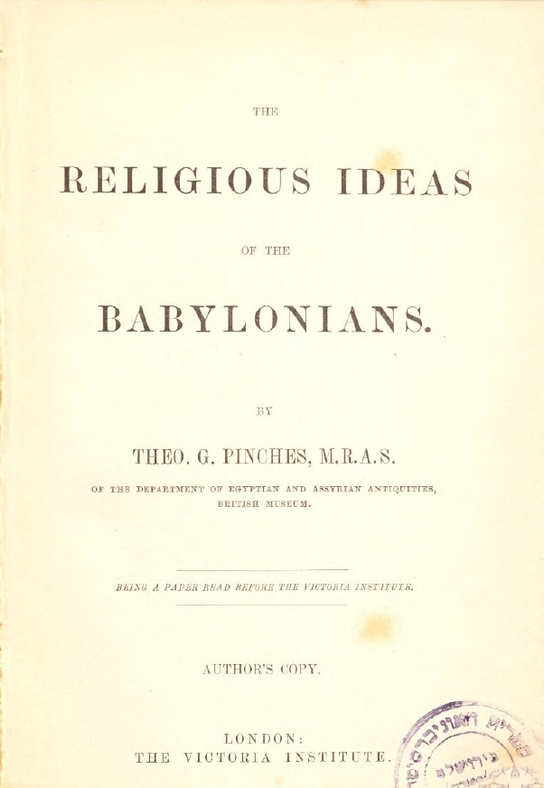 Book Cover of THE RELIGIOUS IDEAS OF THE BABYLONIANS