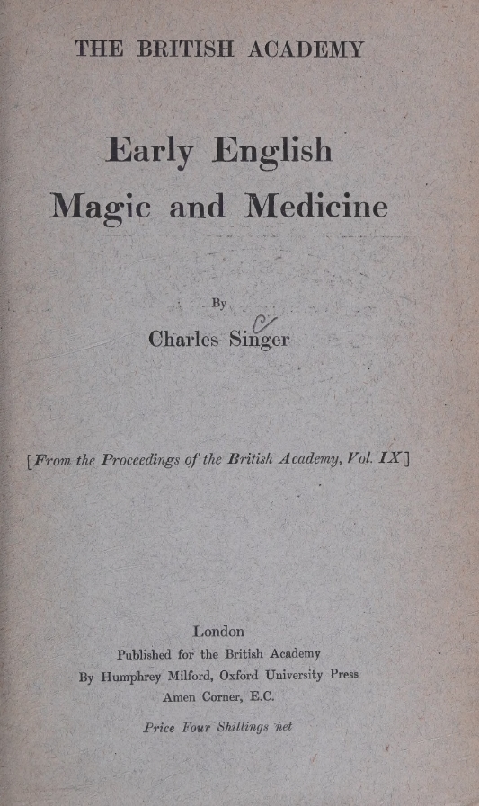 Book Cover of EARLY ENGLISH MAGIC AND MEDICINE