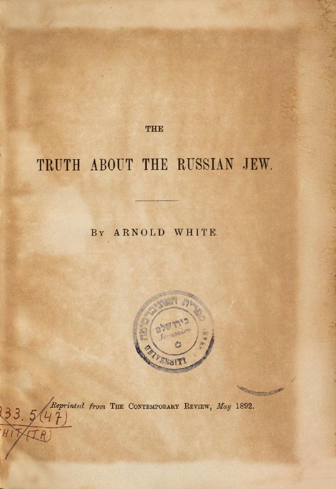 Book Cover of THE TRUTH ABOUT THE RUSSIAN JEW