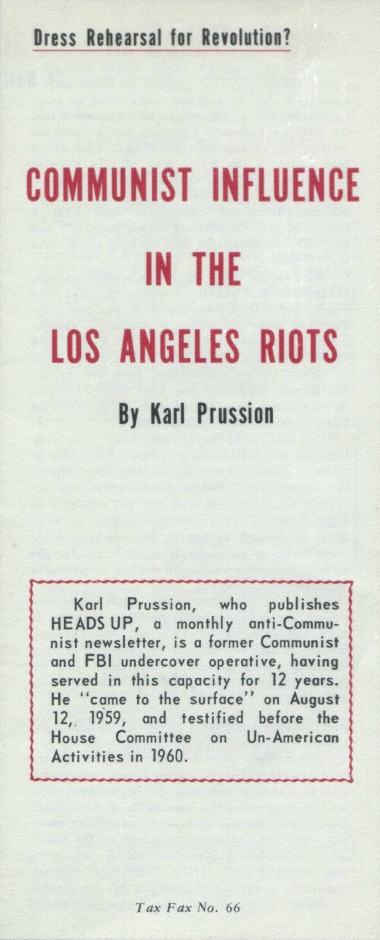 Book Cover of COMMUNIST INFLUENCE IN THE LOS ANGELES RIOTS: DRESS REHEARSAL FOR REVOLUTION?
