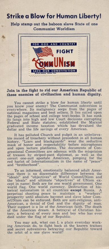 Book Cover of STRIKE A BLOW FOR HUMAN LIBERTY!: HELP STAMP OUT THE BABOON SLAVE STATE OF ONE COMMUNIST WORLDISM: JOIN IN THE FIGHT TO RID OUR AMERICAN REPUBLIC OF THESE ENEMIES OF CIVILIZATION AND HUMAN DIGNITY