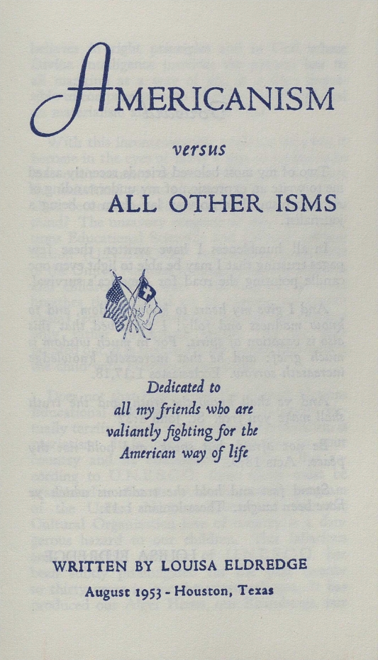 Book Cover of AMERICANISM VERSUS ALL OTHER ISMS