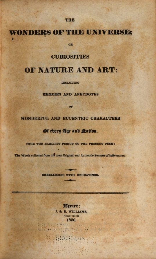Book Cover of THE WONDERS OF THE UNIVERSE; OR, CURIOSITIES OF NATURE AND ART