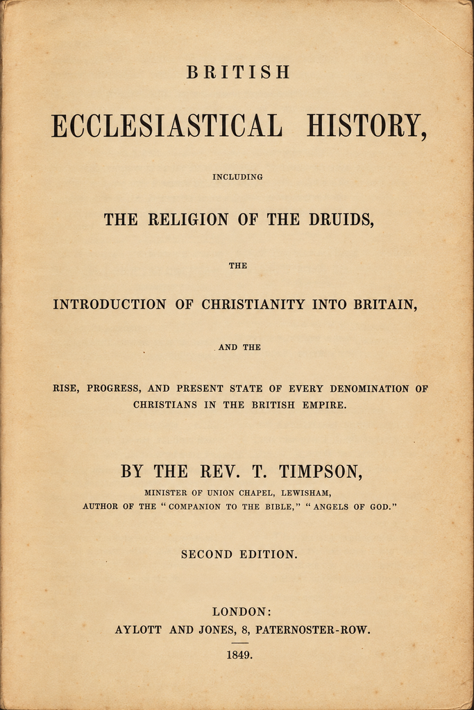 Book Cover of BRITISH ECCLESIASTICAL HISTORY, INCLUDING THE RELIGION OF THE DRUIDS