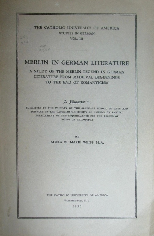 Book Cover of MERLIN IN GERMAN LITTERATURE