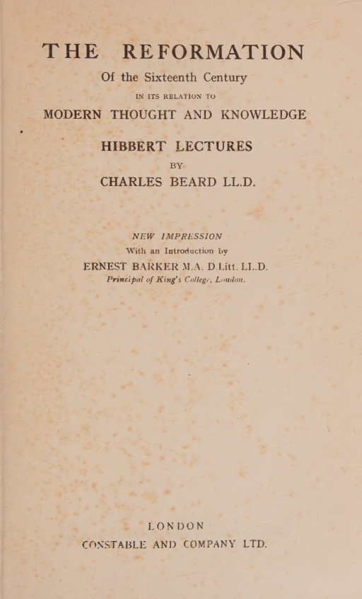 Book Cover of THE REFORMATION OF THE SIXTEENTH CENTURY IN ITS RELATION TO MODERN THOUGHT AND KNOWLEDGE