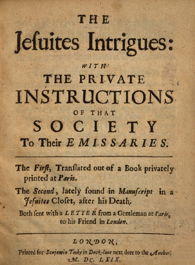 Book Cover of THE JESUITES INTRIGUES; WITH THE PRIVATE INSTRUCTIONS OF THAT SOCIETY