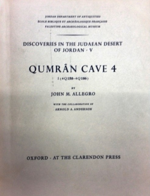 Book Cover of QUMRAN CAVE 4