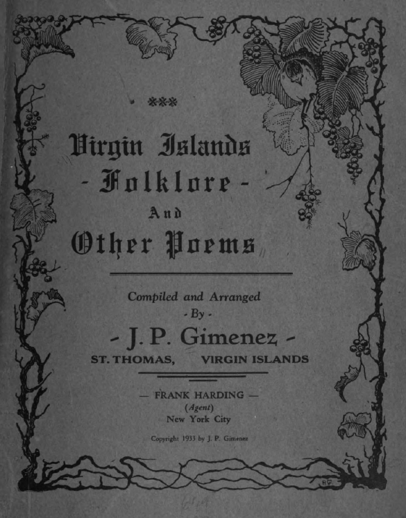 Book Cover of VIRGIN ISLANDS FOLKLORE – AND OTHER POEMS