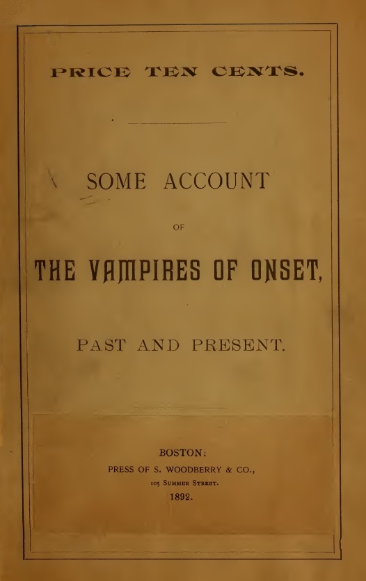 Book Cover of SOME ACCOUNT OF THE VAMPIRES OF ONSET, PAST AND PRESENT