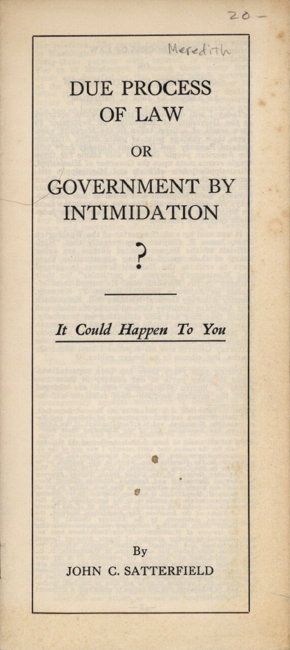 Book Cover of DUE PROCESS OF LAW, OR GOVERNMENT BY INTIMIDATION?: IT COULD HAPPEN TO YOU
