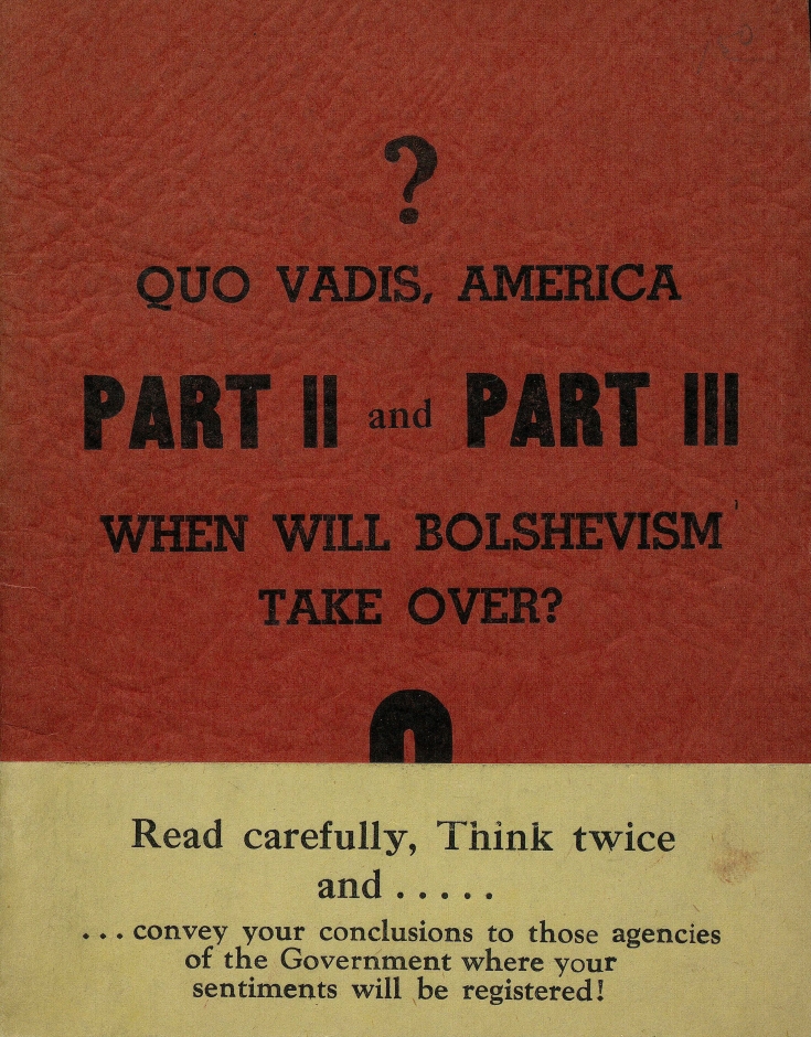 Book Cover of QUO VADIS, AMERICA: WHEN WILL BOLSHEVISM TAKE OVER?