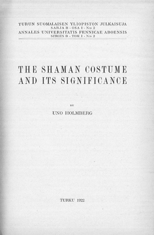 Book Cover of THE SHAMAN COSTUME AND ITS SIGNIFICANCE