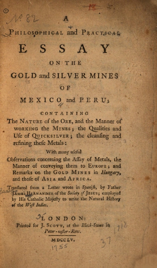 Book Cover of A PHILOSOPHICAL AND PRACTICAL ESSAY ON THЕ GOLD AND SILVER MINES OF MEXICO AND PERU