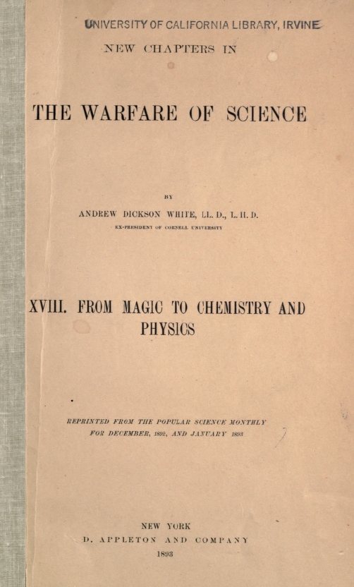 Book Cover of THE WARFARE OF SCIENCE: FROM MAGIC TO CHEMISTRY AND PHYSICS