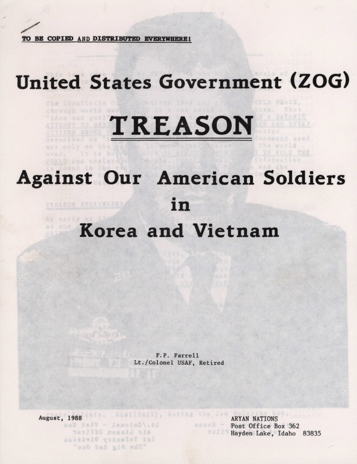 Book Cover of UNITED STATES GOVERNMENT (ZOG) TREASON AGAINST OUR AMERICAN SOLDIERS IN KOREA AND VIETNAM