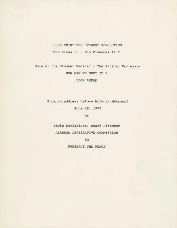 Book Cover of BLUE PRINT FOR STUDENT REVOLUTION—WHO PLANS IT? WHO FINANCES IT?