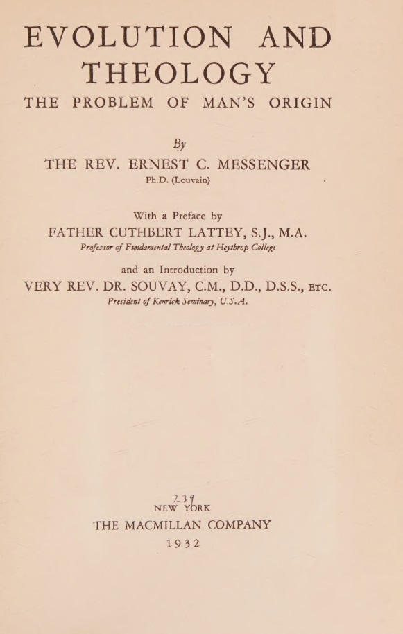 Book Cover of EVOLUTION AND THEOLOGY: THE PROBLEM OF MAN’S ORIGIN