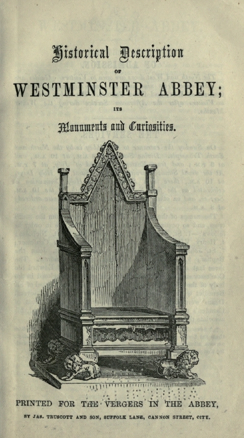 Book Cover of HISTORICAL DESCRIPTION OF WESTMINSTER ABBEY: ITS MONUMENTS AND CURIOSITIES