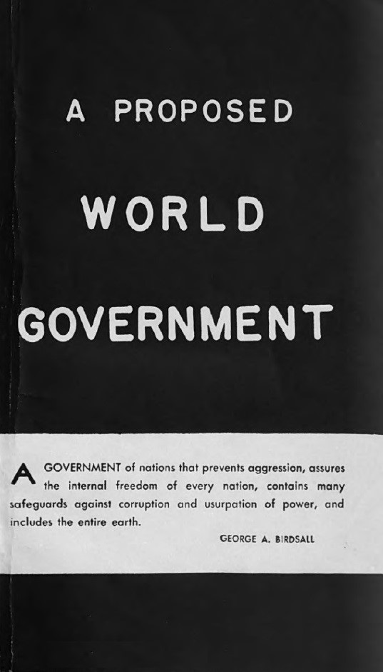 Book Cover of A PROPOSED WORLD GOVERNMENT