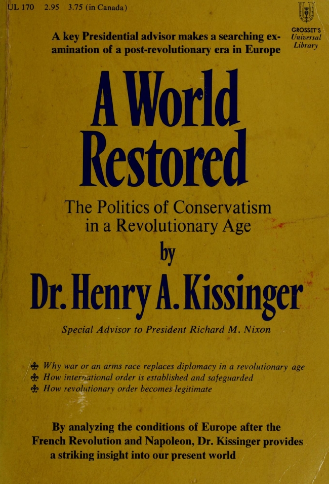 Book Cover of A WORLD RESTORED