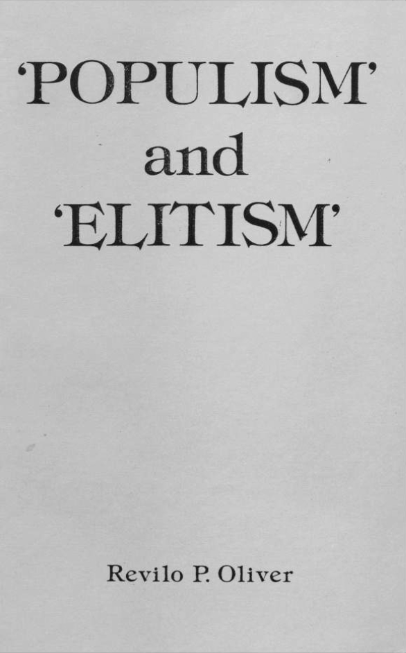 Book Cover of ‘POPULISM’ AND ‘ELITISM’