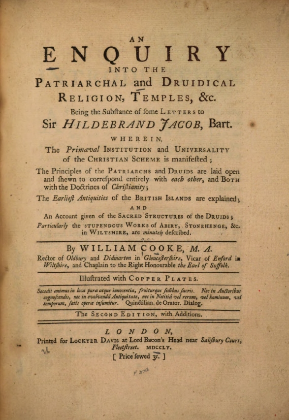 Book Cover of AN ENQUIRY INTO THE PATRIARCHAL AND DRUIDICAL RELIGION, TEMPLES, &C.