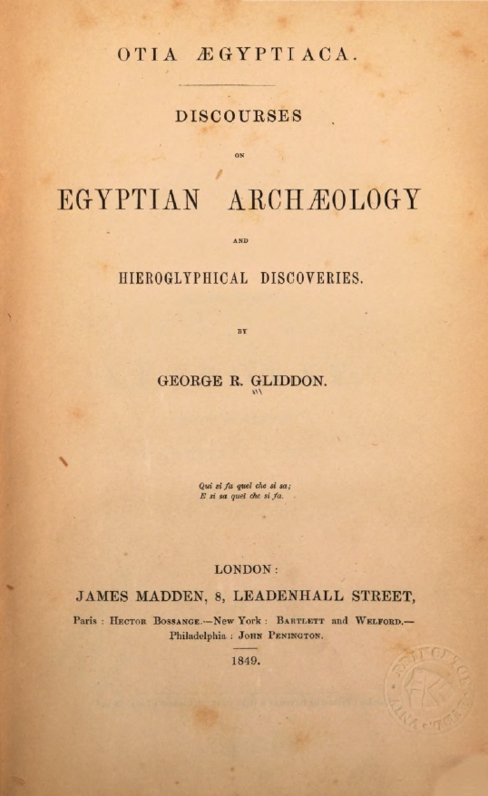 Book Cover of OTIA ÆGYPTIACA: DISCOURSES ON EGYPTIAN ARCHEOLOGY AND HIEROGLYPHICAL DISCOVERIES