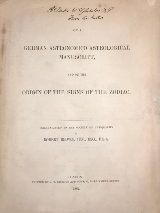 Book Cover of ON A GERMAN ASTRONOMICO-ASTROLOGICAL MANUSCRIPT, AND ON THE ORIGIN OF THE SIGNS OF THE ZODIAC