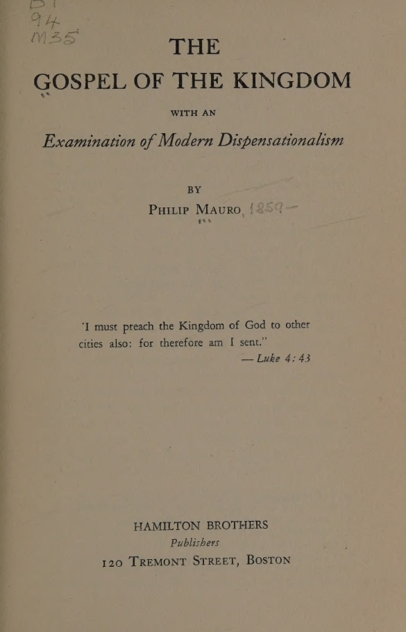 Book Cover of THE GOSPEL OF THE KINGDOM; WITH AN EXAMINATION OF MODERN DISPENSATIONALISM