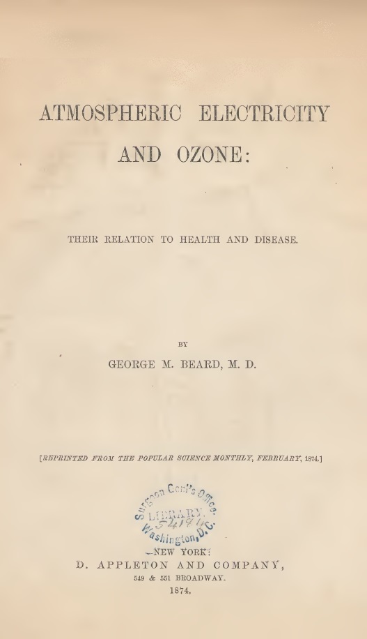 Book Cover of ATMOSPHERIC ELECTRICITY AND OZONE: THEIR RELATION TO HEALTH AND DISEASE