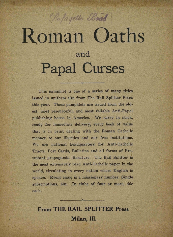 Book Cover of ROMAN OATHS AND PAPAL CURSES