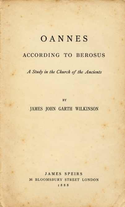Book Cover of OANNES: ACCORDING TO BEROSUS; A STUDY IN THE CHURCH OF THE ANCIENTS