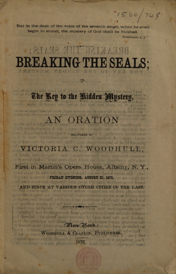 Book Cover of BREAKING THE SEALS ; OR, THE KEY TO THE HIDDEN MYSTERY