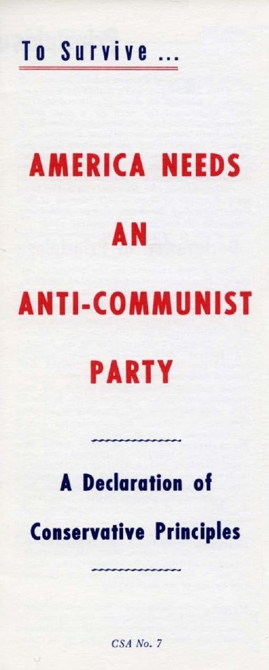 Book Cover of TO SURVIVE… AMERICA NEEDS AN ANTI-COMMUNIST PARTY: A DECLARATION OF CONSERVATIVE PRINCIPLES