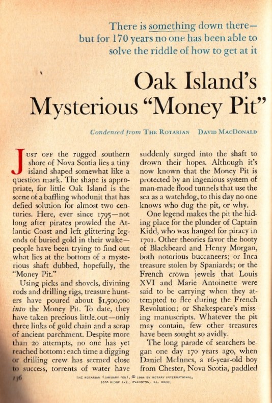 Book Cover of OAK ISLAND’S MYSTERIOUS “MONEY PIT”