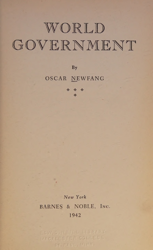 Book Cover of WORLD GOVERNMENT